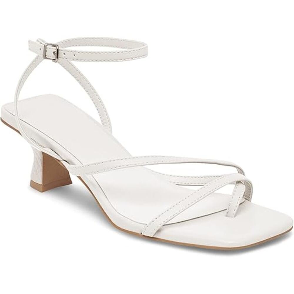 Juliet Holy Womens Size 8 White Open Toe 2.5" Heel Ankle Strap Sandal Shoes